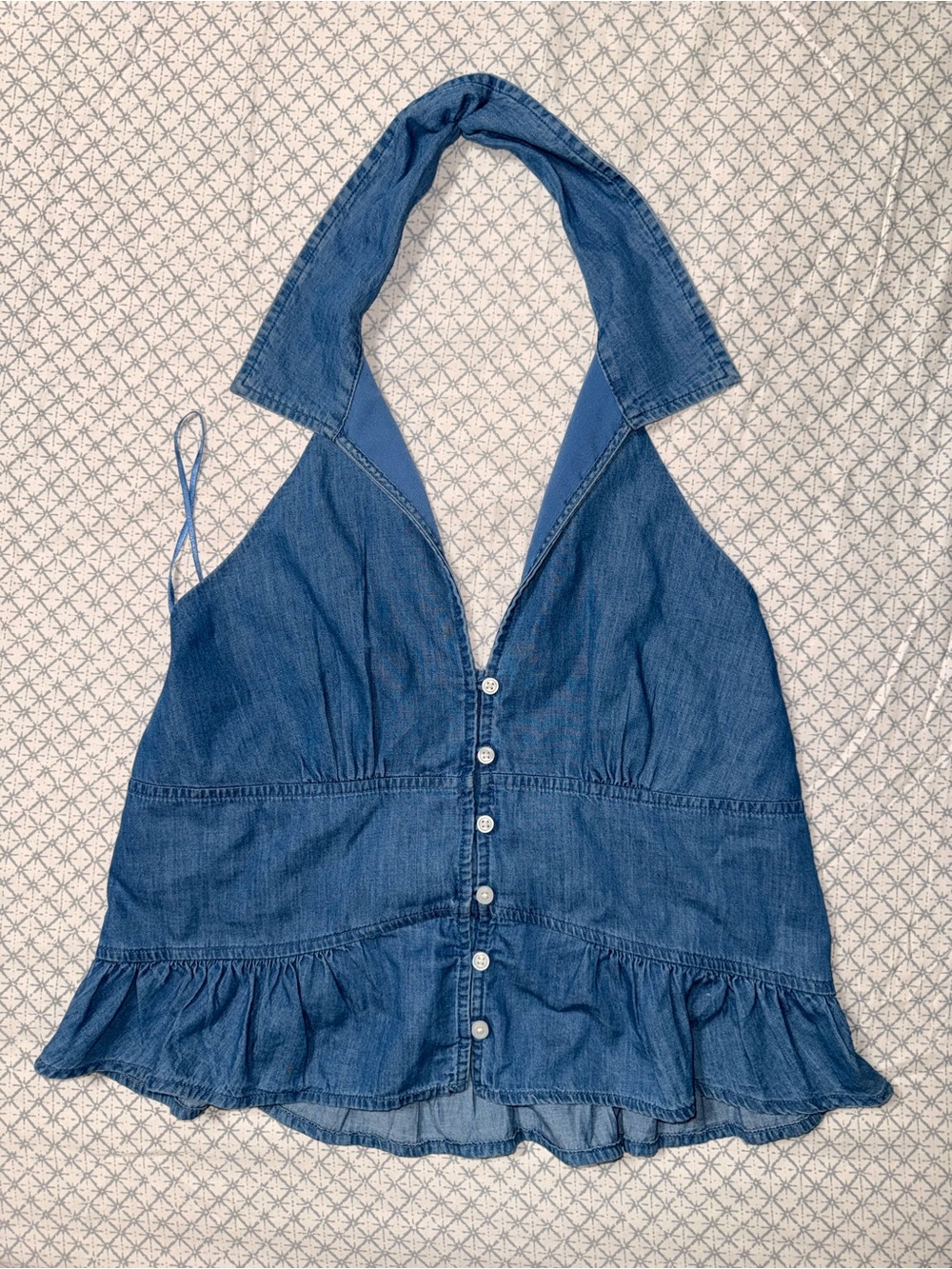 Hollister Denim Blue Halter Button-Front Camisole